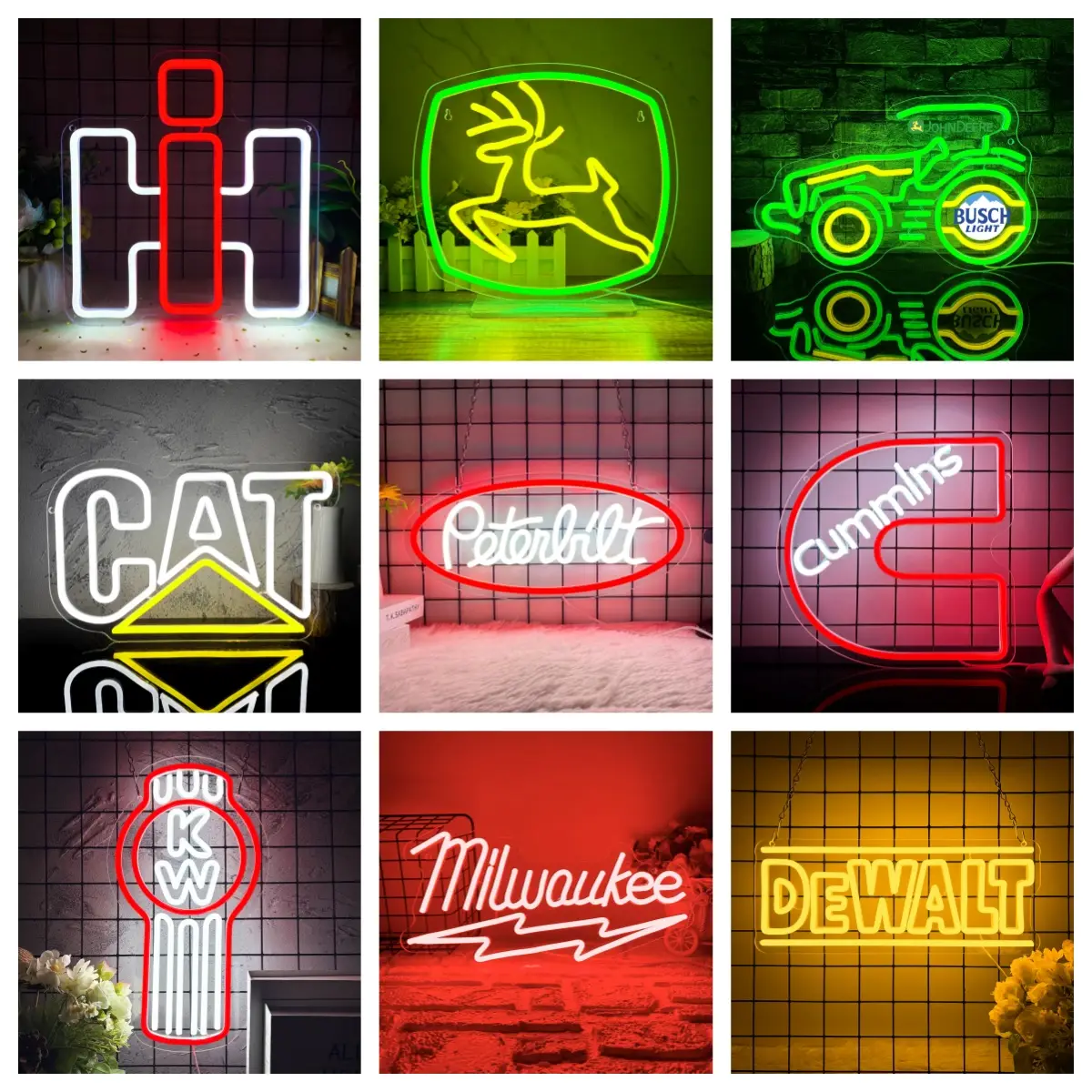 International Harvester Neon Signs for Wall Decor Dimmable IH Farmall Tractor Vehicle Neon Light USB Powered for Farm Bedroom Man Cave Bar Birthday Gi
