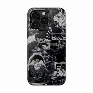 2025 Style Death Note Phone Case Lawliet with Gloomy Retro Collage Background for iPhone 16 15 14 13 12 11 Pro Max 8 Plus X, Samsung Galaxy S24 S23 S22 S21 QHY
