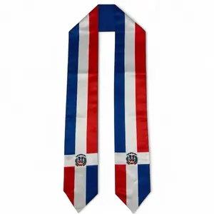 Dominican  Flag Graduation Stole, Sash, , Scarf, Gift, Students, High Quality, High School, College, Scarves, Adults, Men and Women, Satin