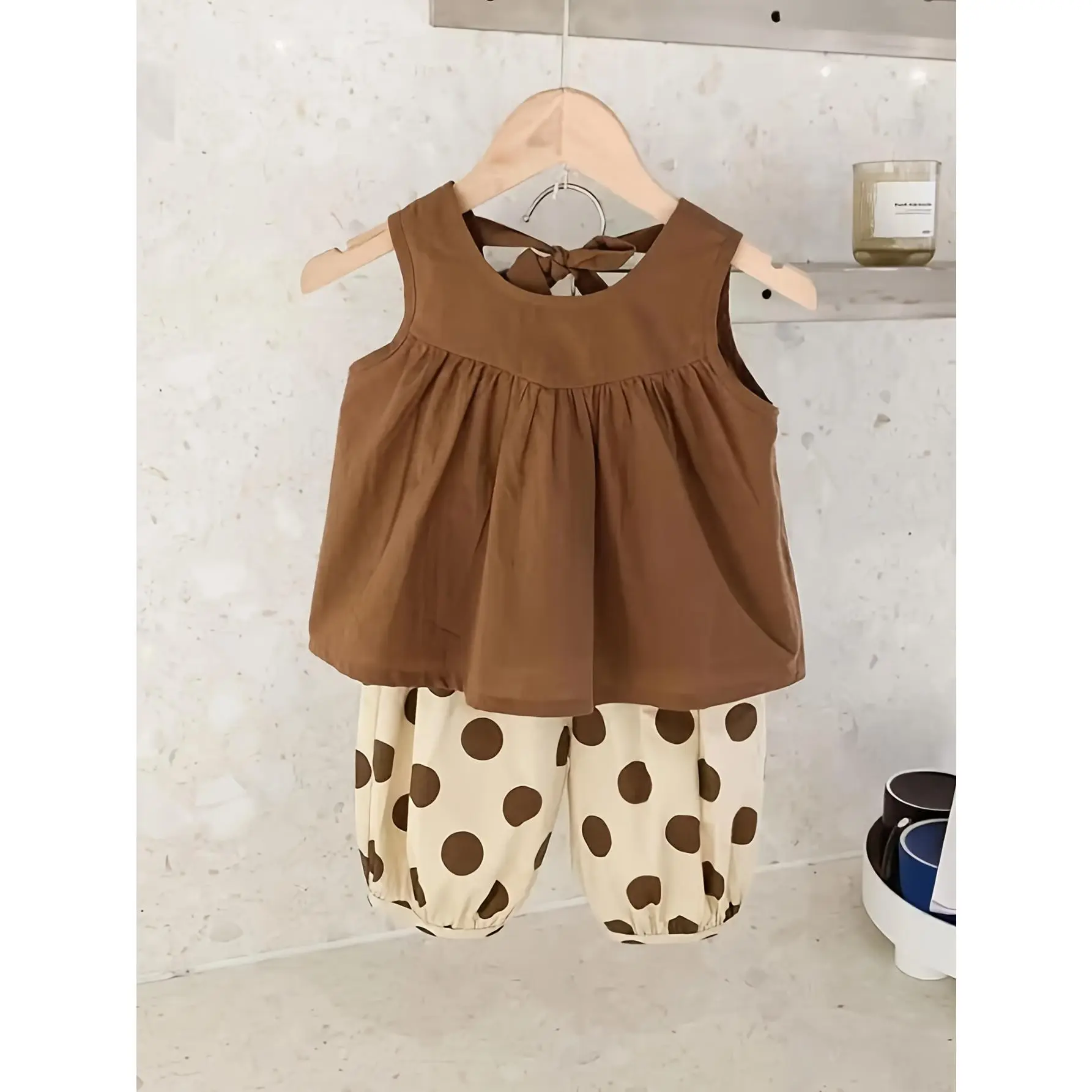 Baby Girl Cami Top & Polka Dot Shorts Set |     Sleeveless Summer 2-Piece Outfit for Infants |     Cute Casual Coord