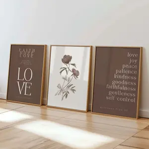 Christian Wall Art Set, Faith Hope Love Prints, Fruits of the Spirit, Bible Verse Poster Set, Neutral Scripture Art, Print Gallery Wall