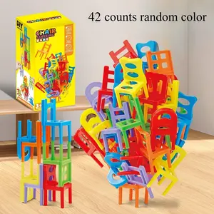 Interactive Stackable Chair Game, Perfect for Family, Parties, and Holiday Gifts, Random Style Plastic Chairs, Stack Challenge Fun