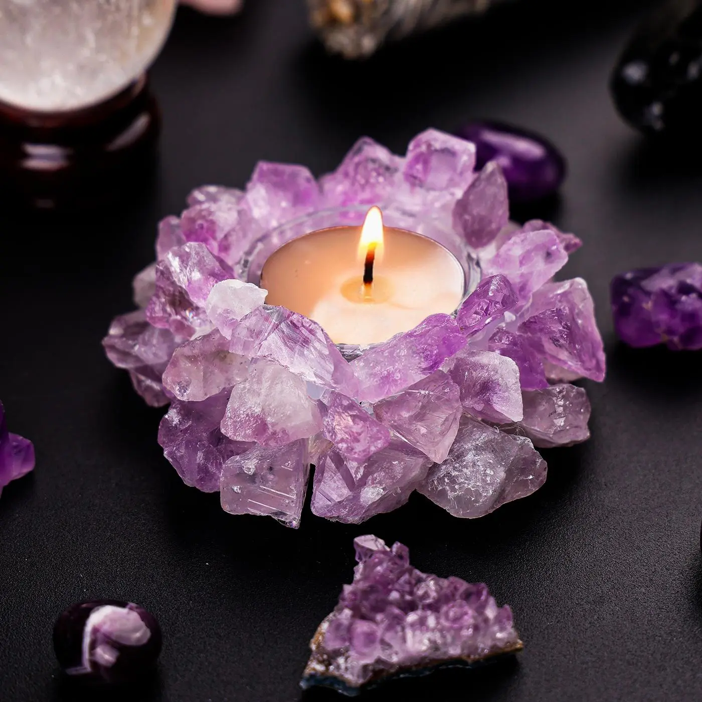 [Magic Crystal] Crystal Candle Holder With Candle, Tealight, Relatable, Pink, Gift, Giftideas, Luxury, Girly, Healing, Energy, Deals for You Days- Holiday Decor, Christmas, Halloween, New Year, Valentine's Day,Easter,ramadan decorations