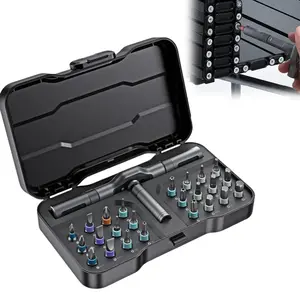 Magnetic Screwdriver Set, Multifunctional Screwdriver Drill Bit Set, Replaceable Screwdriver Bits, Household Repair Tool Kit with Detachable T-shaped Ratchet Handle, Tools & Hardware