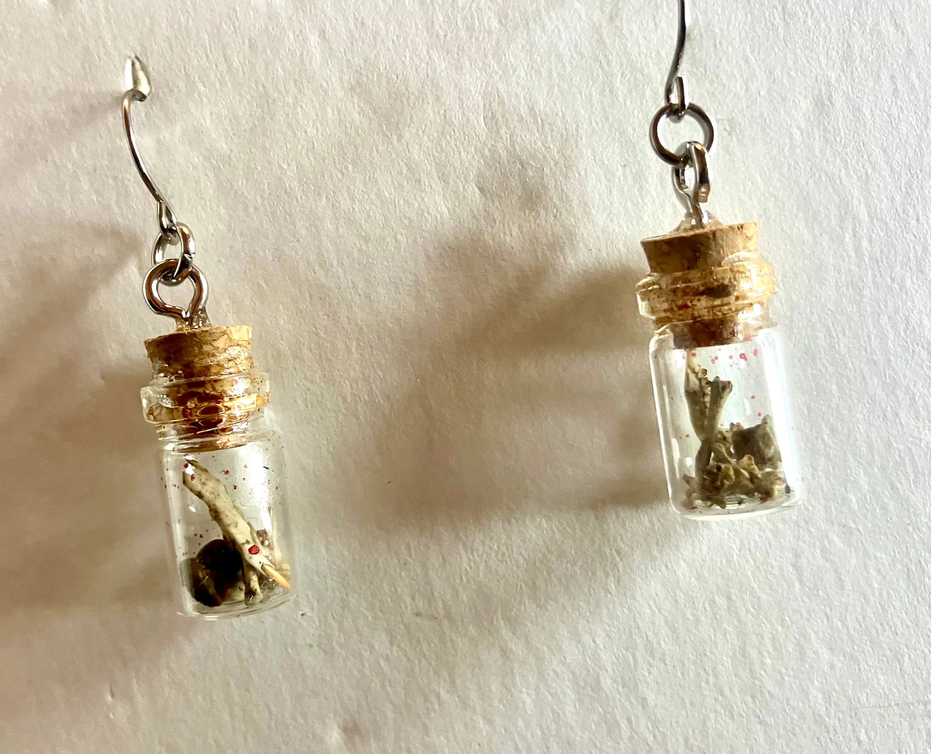 Owl Pellet Bone Vial Earrings — Real Bone Jewelry