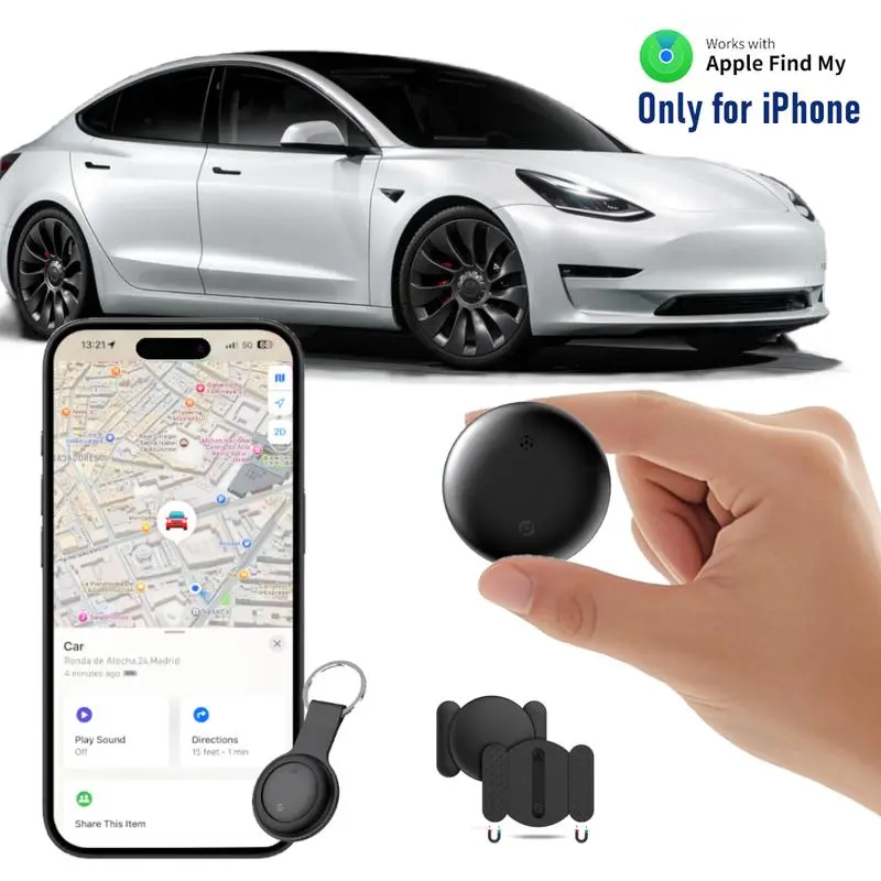 GPS Tracker for Car,(iOSOnly)Mini Trackers Device withWeatherproof Magnetic Case-No Monthly Fee-BestHiddenGPS Trackers,Anti-lost Device,For Apple Find Mly