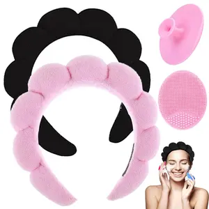 Face Scrubber, Facial Exfoliator, Skincare Headbands for Makeup Removal, Terry Cloth Headband Bubble Soft Puffy Headband wash headband