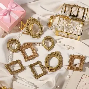 12Pcs Vintage Resin Picture Frames Baroque Style Frames Gold Mini Antique Photo Props for Jewelry Display Home Table Decor Christmas Party Ornaments