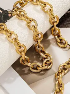 Stainless Steel Hip Hop Threaded Thick Necklace Bracelet Set, Simple Fashion Punk Chain, Unisex Streetwear Jewelry