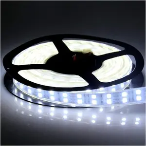 (R) 16.4ft Double Row 600LEDs SMD 5050 LED Flexible Strip Lighting DC 12V LED Light Strip White 6000K Dimmable Light  IP67 Outdoor Use