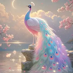 Peacock Pattern DIY Diamond Arts Colorful Painting Kit without Frame, DIY 5D Diamond Arts Colorful Painting Kit, Wall Art Decor for Home