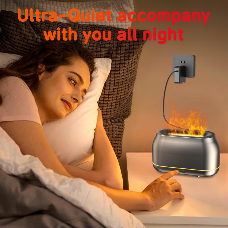 Essential Oil Diffuser Humidifier, 7-Color LED Flame Night Light, Auto Shut-Off, 160ml for Home Office Yoga Meditation
