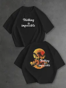Men's Wrinkle-Free Polyester T-Shirt - Double-Sided Print, Easy-Care Casual Street Shirt