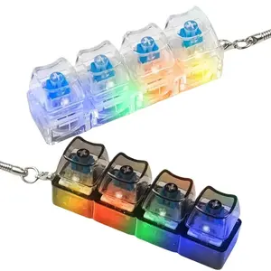 2 Pack Keyboard Fidget Toy for Adults Fidget Keyboard Clicker Toys with LED Lights Keychain Mechanical Keyboard Decompression Button Finger Clicker Toys Stress Relief for Anxiety Decompression，LED Keyboard Keychain Fidget Toy (Black and White)