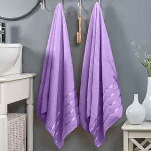 Elegant Comfort 2-Pack Premium Turkish Cotton 4 Lines Stripe Bath Towel Set, 27 x 54 inch