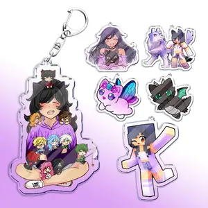 Cute Cartoon Aphmau Chibi Acrylic Keychains Ring Double-Sided Key Chain Jewelry Fan Love Gifts
