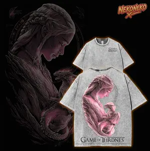 Mother of Dragons Graphic Tee GOT, Oversized Washed Cotton T-shirt, Pink Aesthetic Fantasy Streetwear Outfits, Daenerys Targaryen Merch, Unisex Trendy Summer Top.