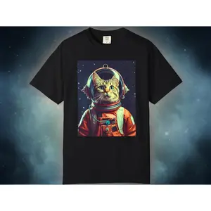 Men's cat astronaut in space Graphic T-Shirt - Short Sleeve Crew Neck Regular Fit Casual Wear | Soft & Breathable Fabric, Durable Print, Everyday Comfort, Machine Washable, sci-fi fantasy space with stars and nebula
