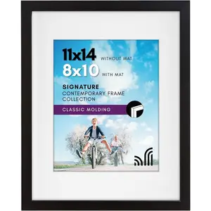 11x14 Picture Frame with ShatterResistant Glass Use as 8x10 Frame with Mat or Display 11x14 Photo Without Mat Signature Collection Picture Frames for Wall Display Black