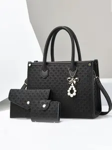 Women's Crocodile Embossed Tote Bag & Wristlet & Wallet, Fashionable Large Capacity Shoulder Bag Set for Work & Daily Used, Casual Trendy Versatile High-quality Daily Commuting Bag