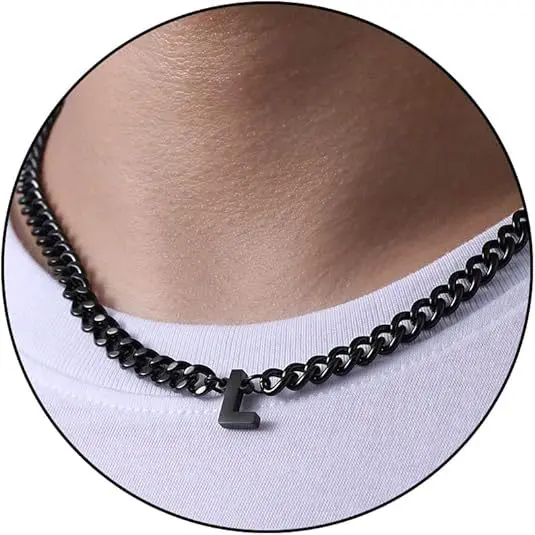L letter necklace (black)
