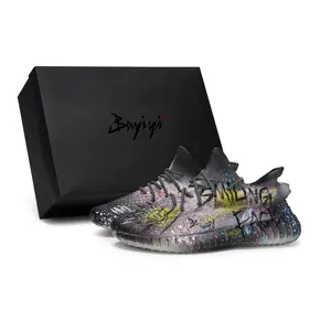 Adidas Originals Yeezy Boost 350 V2 Custom Sneakers with Special Box and Artistic Designs for Men and Women Trending Shoes, House White Official Shoes to Get / Maison Mihara