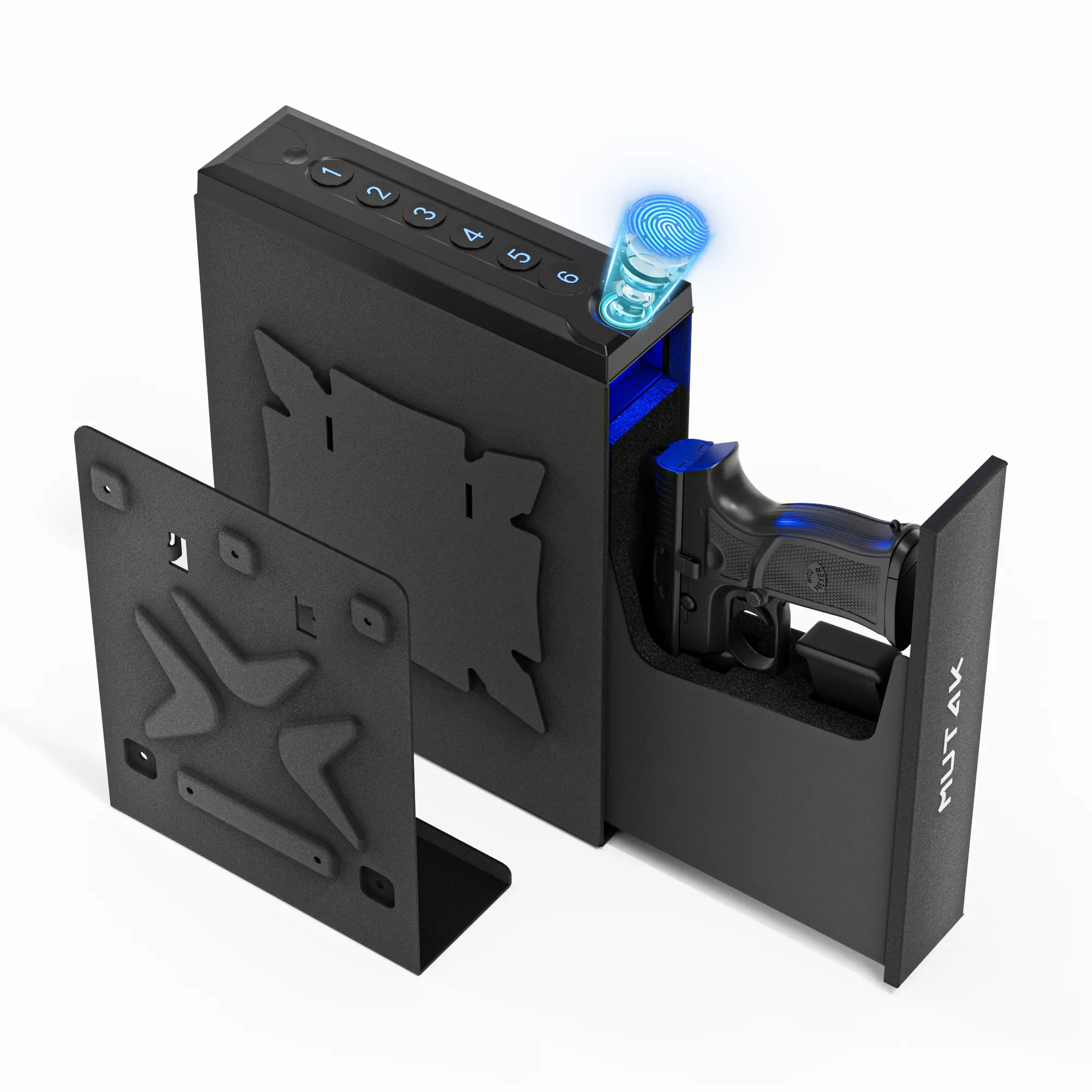 2026 Biometric Pistol Safe with Auto Sliding Door – 0.1s Quick Access Handgun Safe for Nightstand, Desk, Bedside, Truck – with APP/Fingerprint/PIN Code/KEY, Home Security Safe, Smart Security Safe
