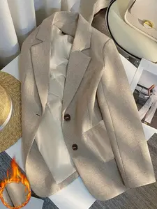 High Quality Women's Herringbone Jacket, Beige, Autumn/Winter