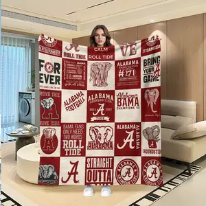 Alabama Football Collage Blanket, Soft Comfortable Printed Throw, Office Nap Air Conditioning Blanket, Sofa Car Hotel Camping Multi-Purpose Gift, Soft Cozy Blanket