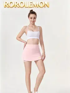 ROROLEMON Women's High Waist Tennis Skirt with Built-in Shorts, Quick-Dry Athletic Skort for Golf & Workout