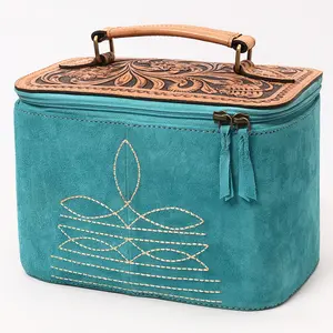 American Darling Jewelry Case Suede Hand Tooled Genuine Leather Women Bag Western Handbag Purse