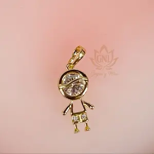 14k Gold Plated Cubic Zirconia Boy Pendant