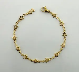 Star String | 18k Gold Plated, Tiny Gold Star Chain Bracelet, Dainty Bracelet