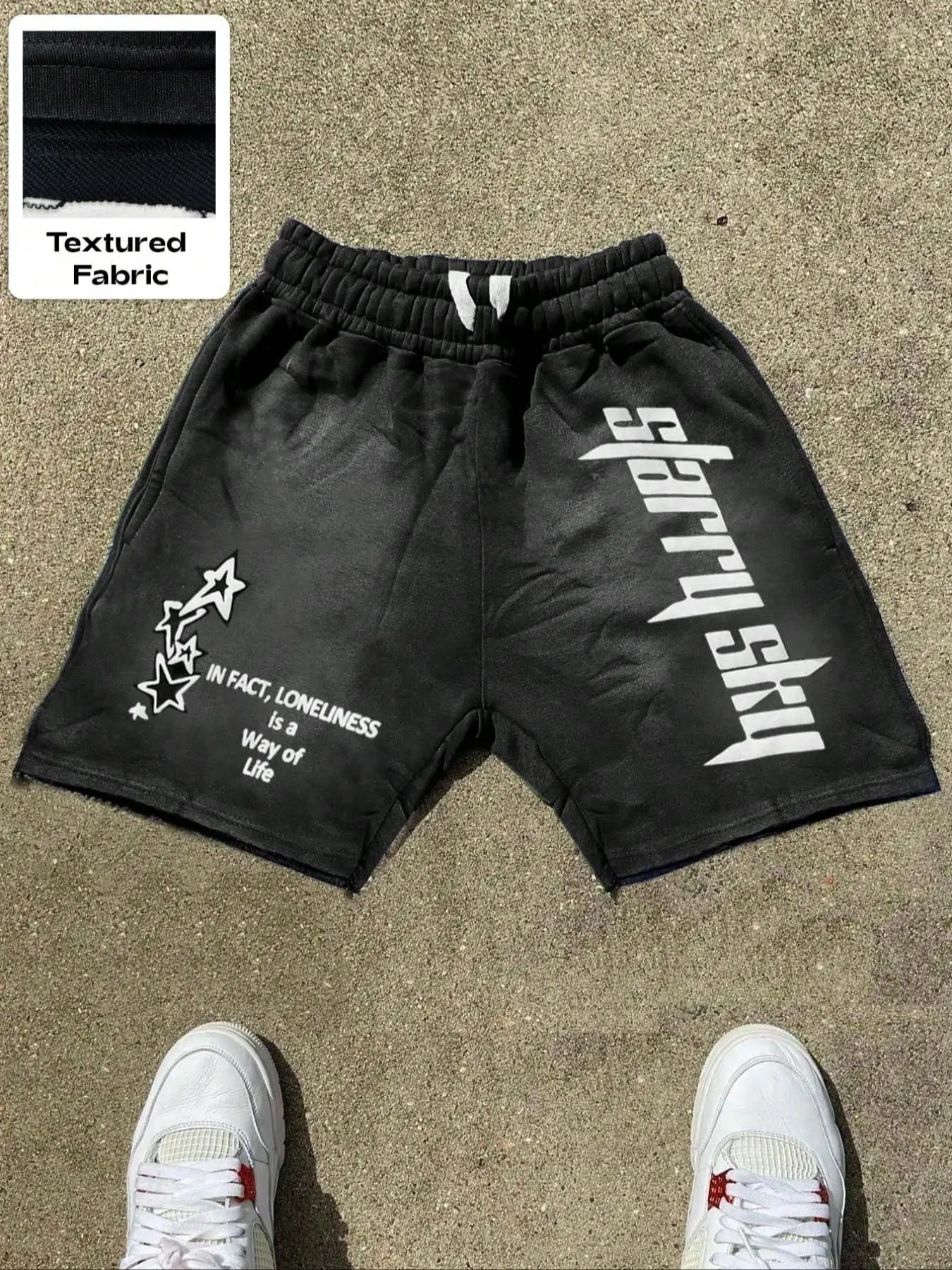 Men's Star & Letter Print Drawstring Waist Shorts, Casual Breathable Shorts for Summer, Men's Bottoms for Daily Wear