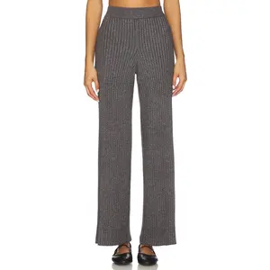 Barefoot Dreams CozyChic Ultra Lite Lurex Rib Wide Leg Pant in Carbon