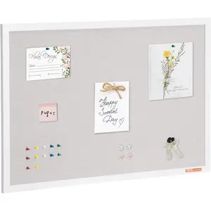 VEVOR 30x20 White Cork Board with Linen Surface - Stylish Wall - Mounted Bulletin Board for Home, School, Office - Elegant Functional Noticeboard