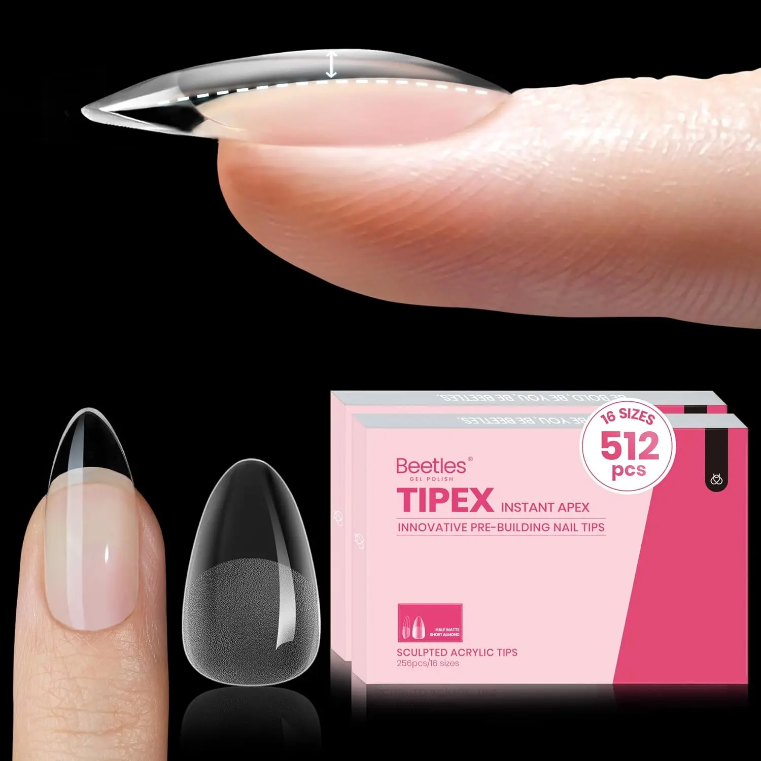 512 Pcs Half Matte Oval Short（NO GLUE&Lamp）