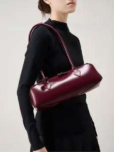 Genuine Leather Baguette Bag, Women's Shoulder Bag Shoulder Strap, Double Zipper Closure, Easy To Take, Suitable for Daily Commuting Use Waterproof