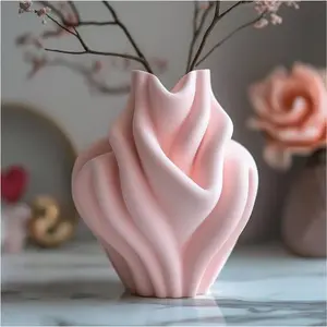 Ripple Bubblegum Vase Modern Home Decor Stylish Contemporary Centerpiece Gift Flower Arrangement Elegant Decorative Piece
