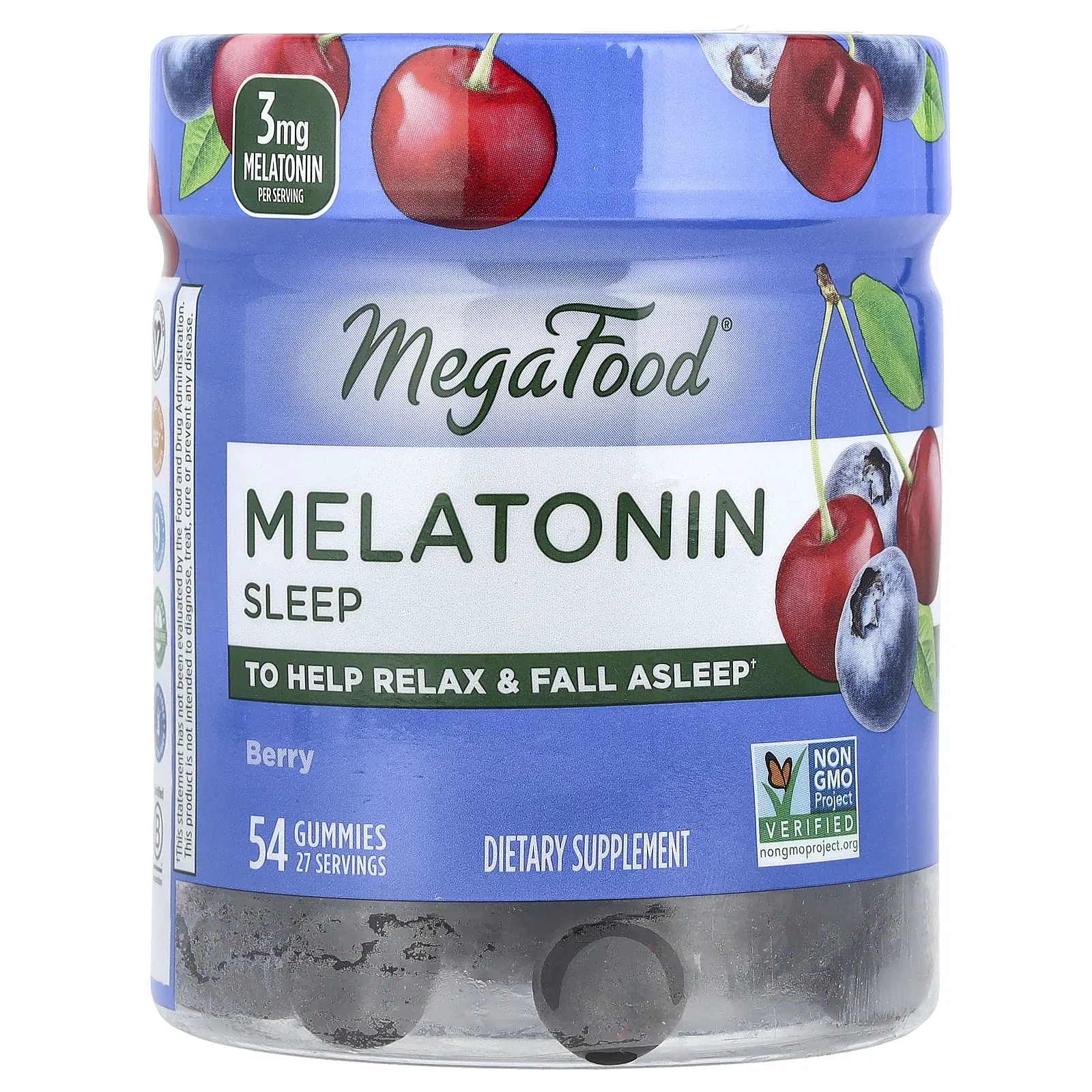 MegaFood Melatonin Sleep Gummies, Berry, 54 Gummies