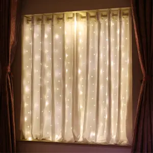 Short Curtain Lights for Small Window, 3.3x5Ft Warm White Fairy Light with Timer & 8 Clips for Bedroom, Battery Powered 96Led String Light for Indoor Weddings Party Garden Wall Decor