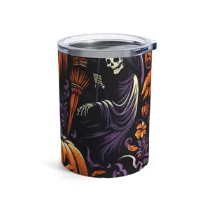 Witchy & Death Reaper Tumbler 10z, Halloween Stainless Steel Dishware, Spooky Decor