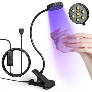 UV LED Black Light Nail Lamp, Portable USB 6W Flexible Gooseneck Desk Lamp With Clamp, Flash Cure Gel Nail Dryer For Manicure Nail Care Nail Art Home DIY & Salon Use