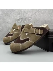 Retro fashion classic style walking shoes, outdoor fashion half slippers men 's shoes