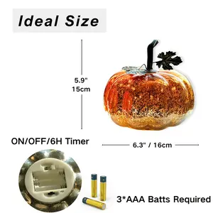 Mercury Glass Pumpkin Lights Timer Pumpkins Decorations Tables Centerpieces Decorative Fall Decor Helloween Christmas