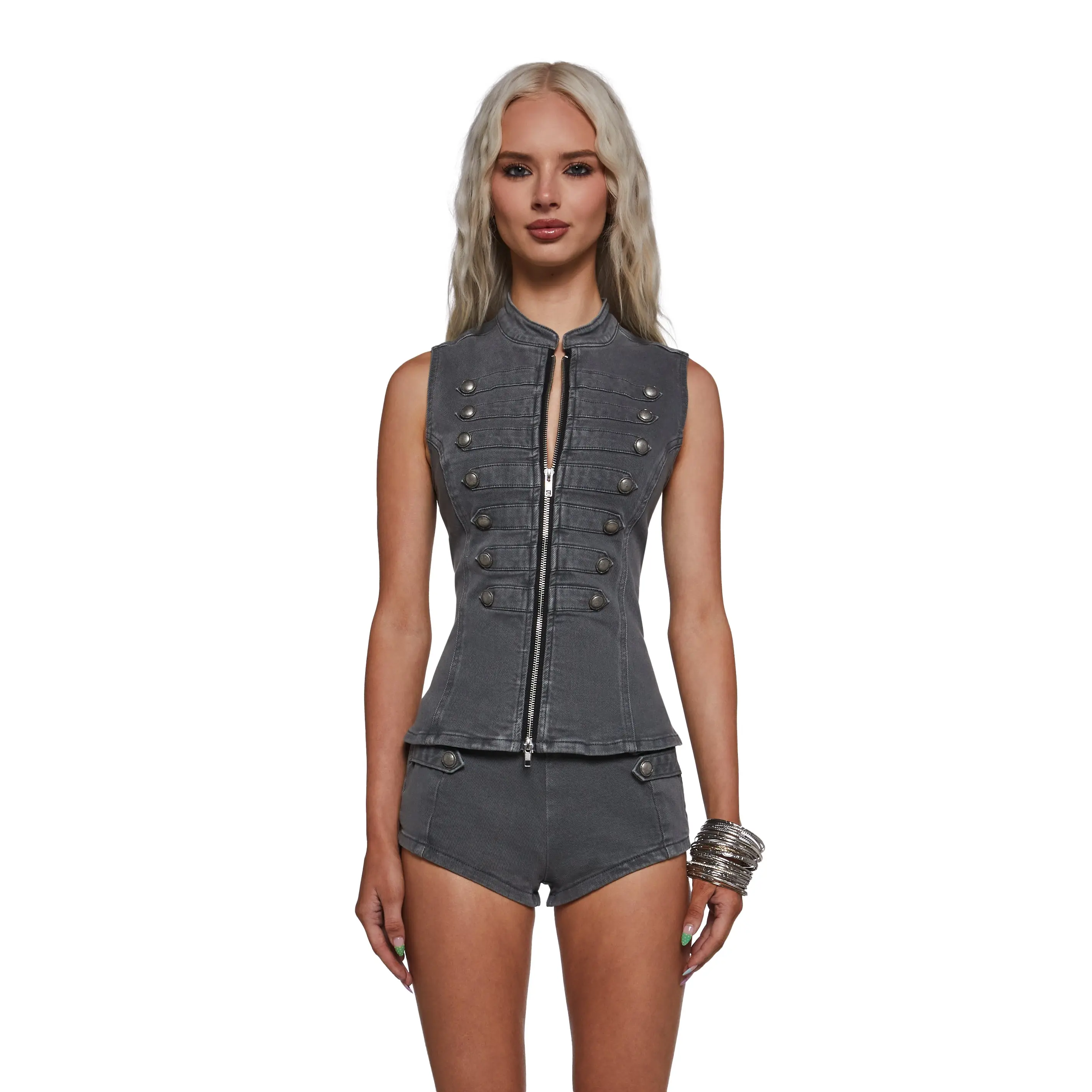Military Parade Peplum Vest