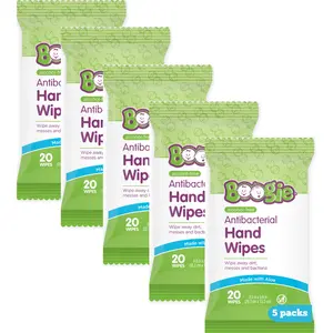 Boogie Antibacterial Hand Wipes – Alcohol-Free, Hypoallergenic with Aloe & Vitamin E (100 Wipes, 5 Packs of 20) Boogie Antibacterial Hand Wipes – Alcohol-Free, Hypoallergenic with Aloe & Vitamin E (100 Wipes, 5 Packs of 20)