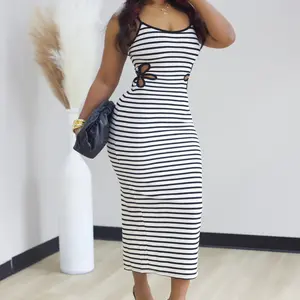 Milla Strip Dress - Black