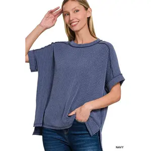 Ribbed Cuff Sleeve Top