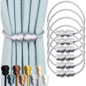Elegant Decorative Rope Curtain Tiebacks for Drapes and Outdoor Window Holdbacks, Grey